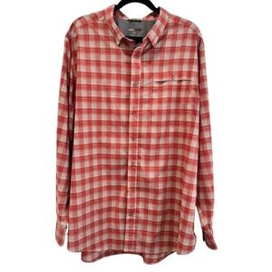 SwissTech men's 2XL orange plaid button down long sleeve shirt,‎ pockets,